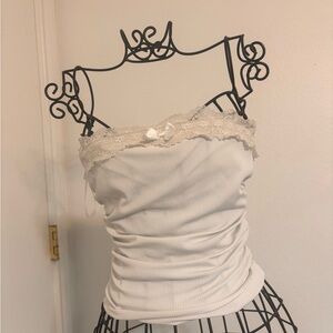 SHEIN White Lace Trim Crop Top